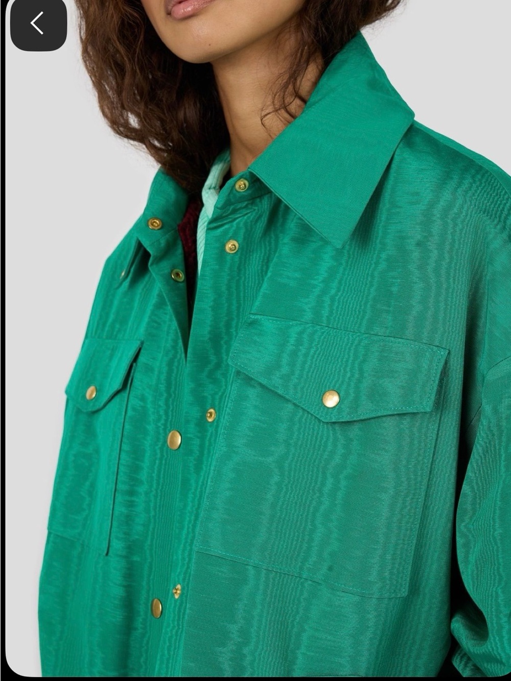 Women's Emerald Utility Jacket with Gold Buttons